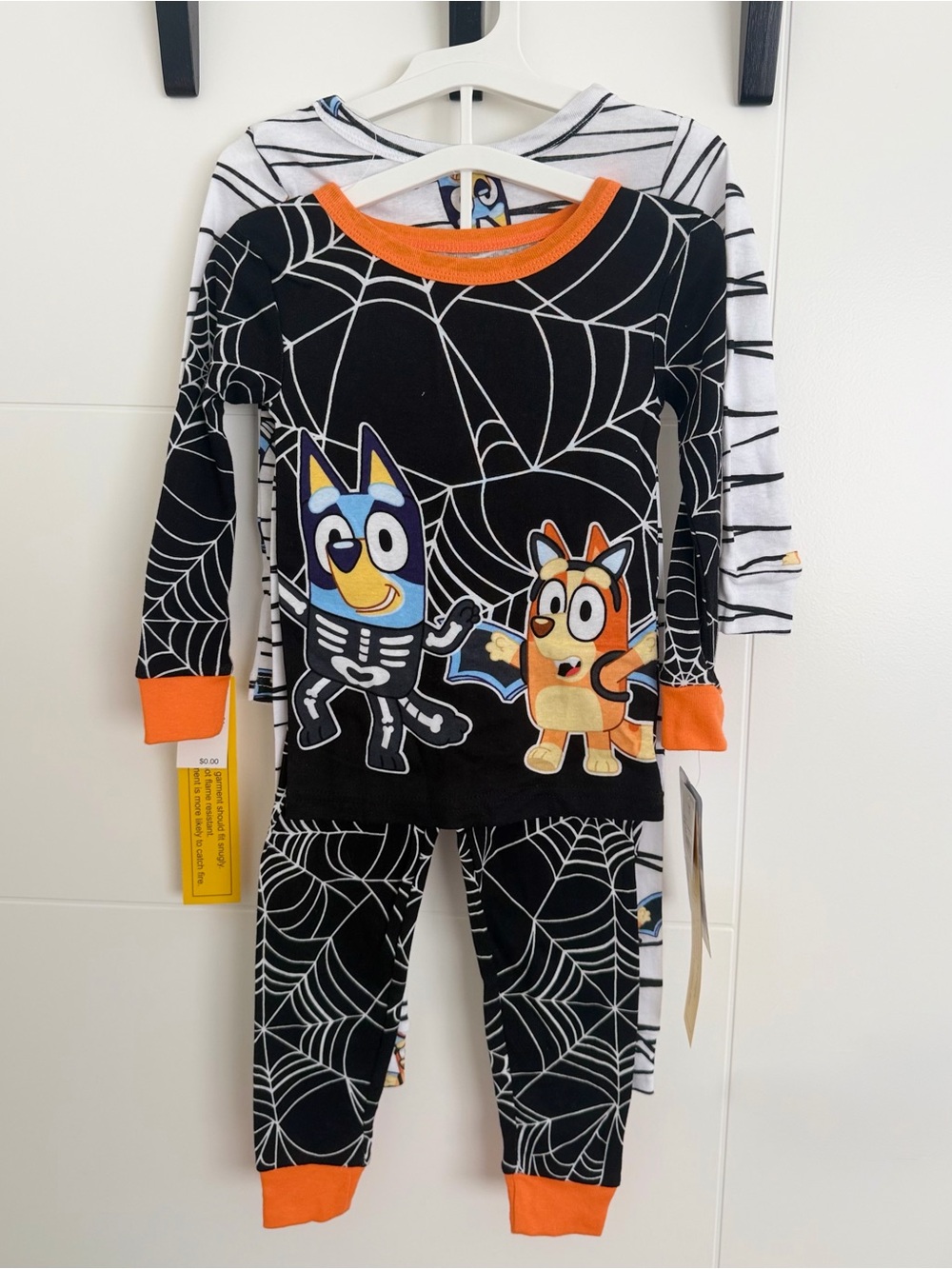 New 2 Sets Bluey Bingo Pajama Sets Halloween PJs Long Sleeve Black White Unisex